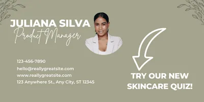 Email signature template featuring a quiz invitation link