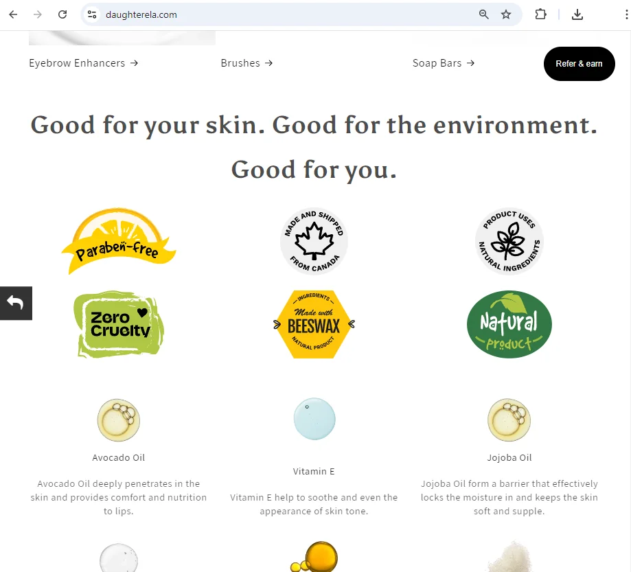 Daughterela eco-friendly messaging