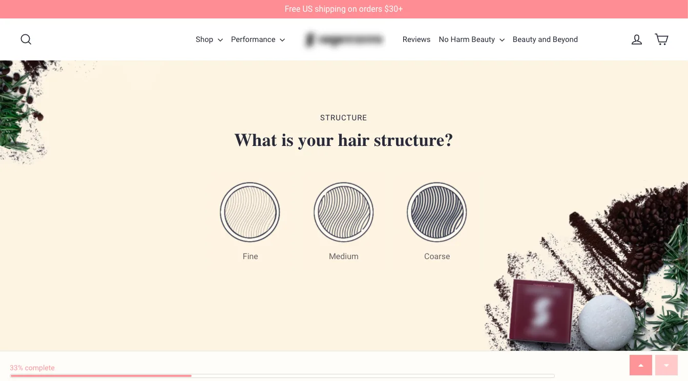 Creative CSS customisation example: quiz styled with a brand-specific colour palette and typography