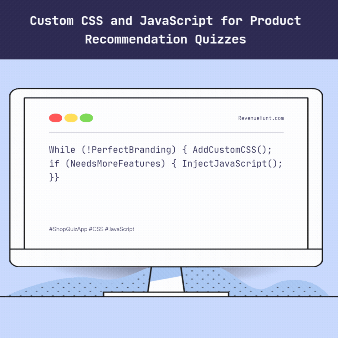 Animated demo showing a quiz styled with custom CSS to match a brand visual identity