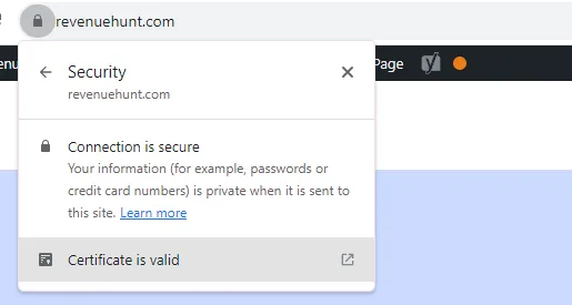 website valid SSL certificate
