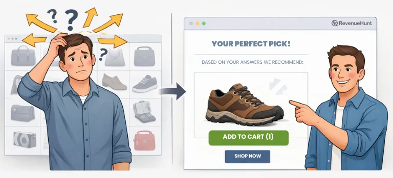 Customer engaging with a guided-selling quiz instead of browsing a catalogue