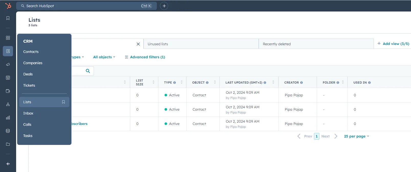 Segmented list builder