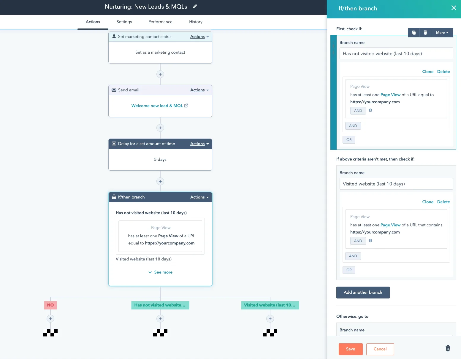 HubSpot workflow builder