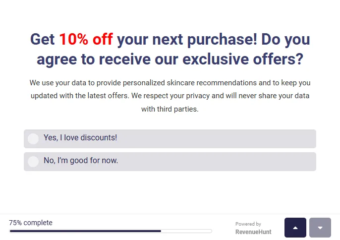 Consent question with a transparency-focused message explaining what the data will be used for
