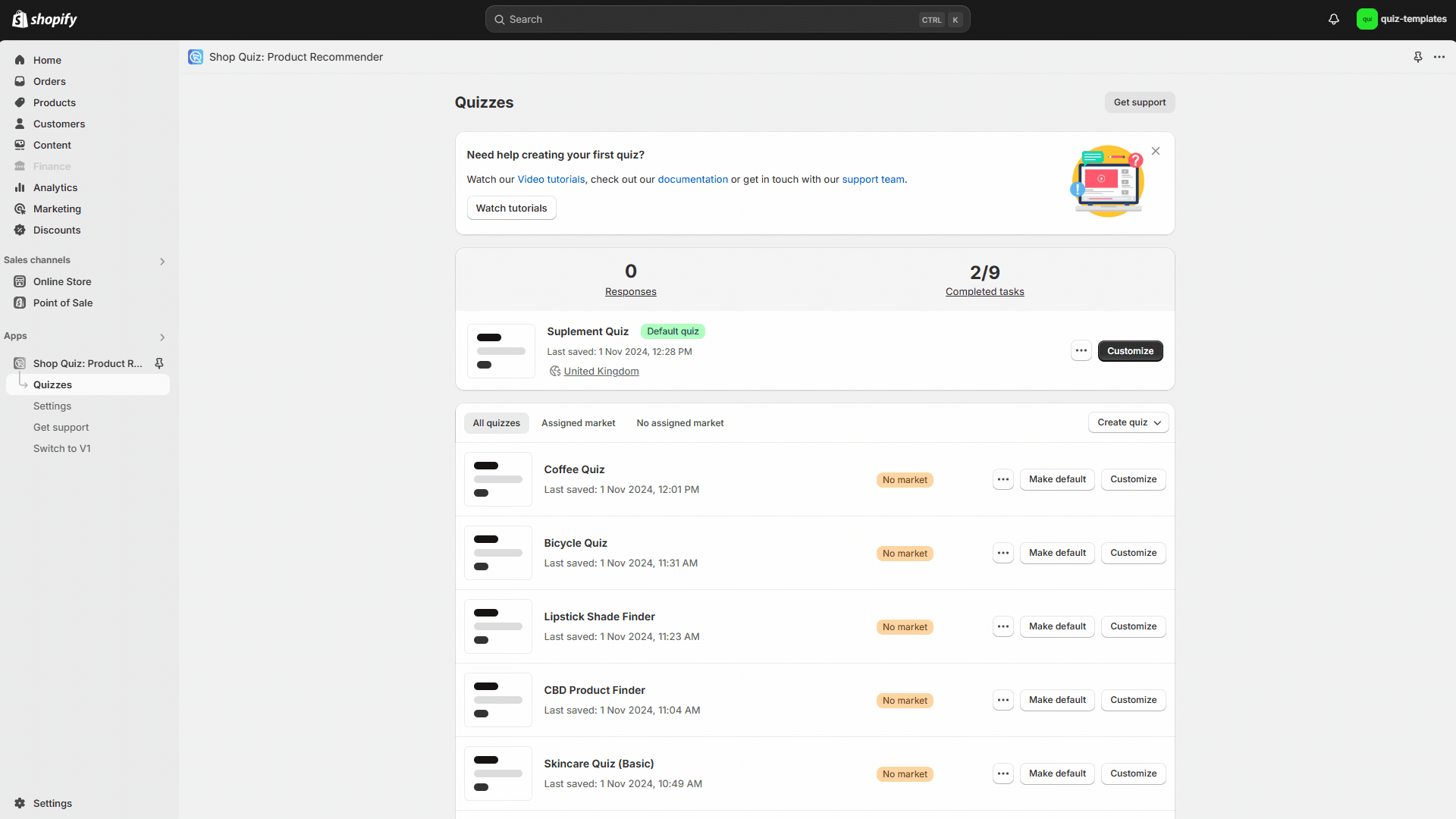 Built for Shopify quiz running natively inside a Shopify theme