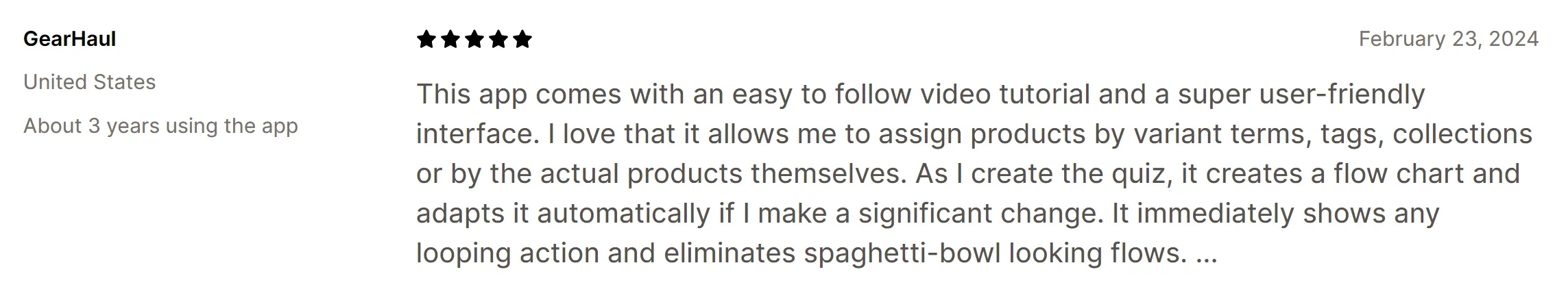 GearHaul merchant review on the flexible product-assignment options by variant, tag and collection