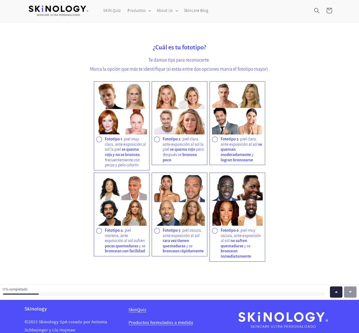 Skinology personalised skincare quiz