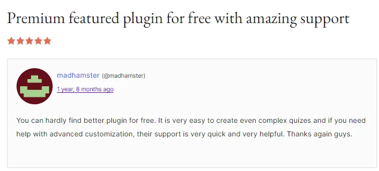 WooCommerce merchant review by madhamster calling it hard to find a better free plugin