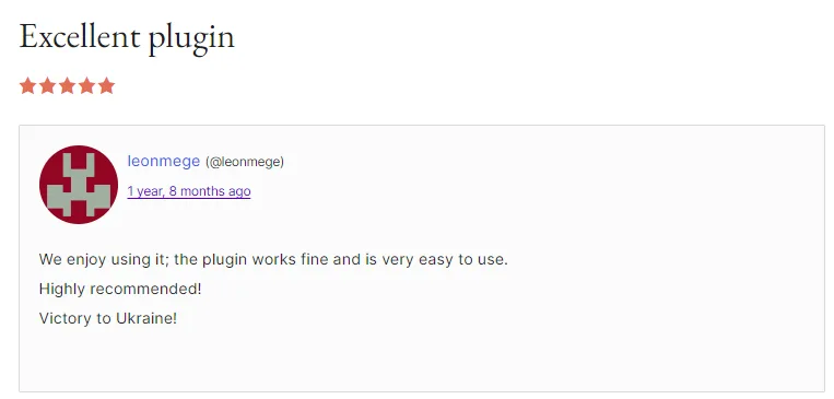 WooCommerce merchant review by leonmege confirming ease of use