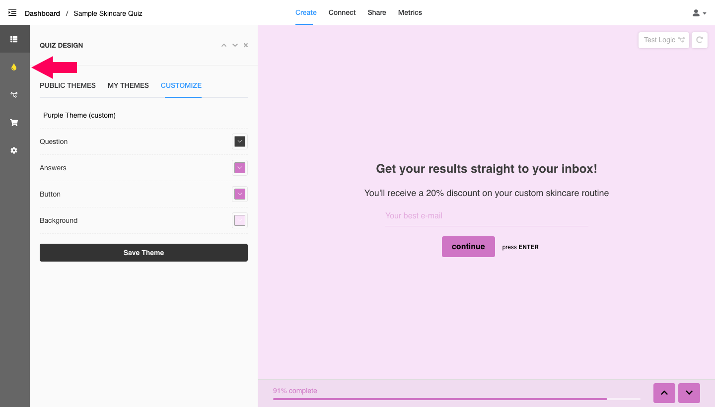 product recommendation quiz design