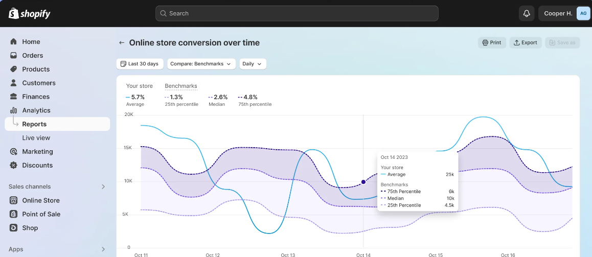 Shopify Analytics Screenshot